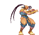 Ibuki from Street Fighter III: Third Strike performing one of her win poses, her back facing the camera while she does a sort of salute.